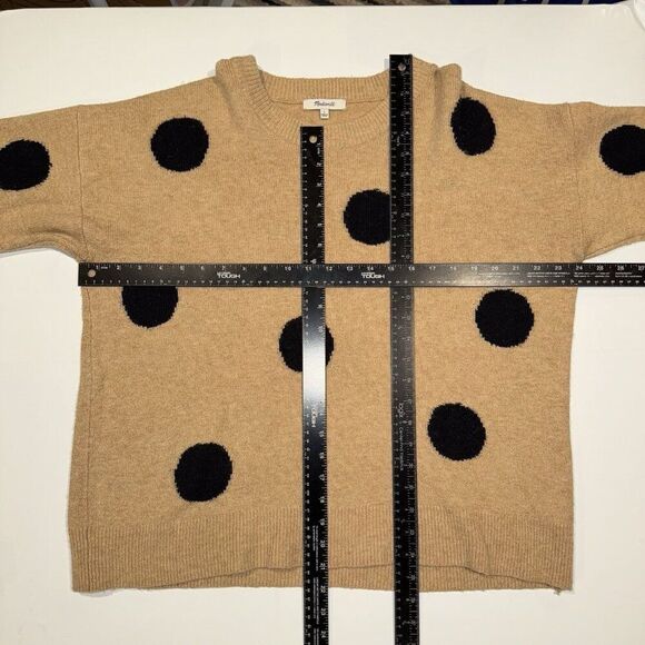Madewell Dot Graystone Long Sleeve Pullover Sweater Tan Black Womens Size Large - Picture 2 of 6